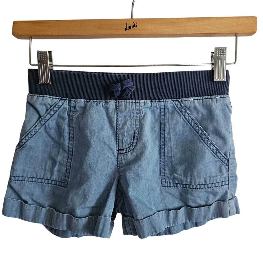 Gymboree Denim Shorts Cuffed Hem Elastic Waist Casual Blue‎ Size 8